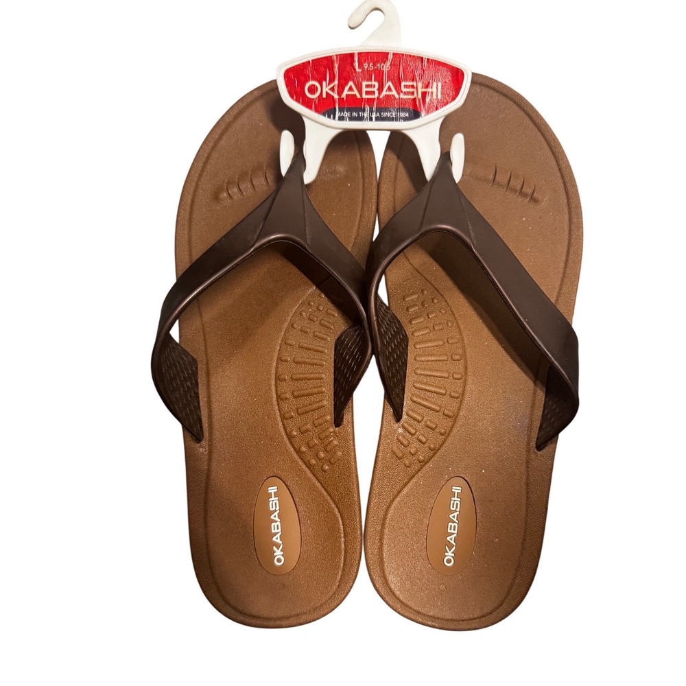 Okabashi Shoreline Womens Brown Flip Flop Sandals Arch Support USA L 9.5-10.5